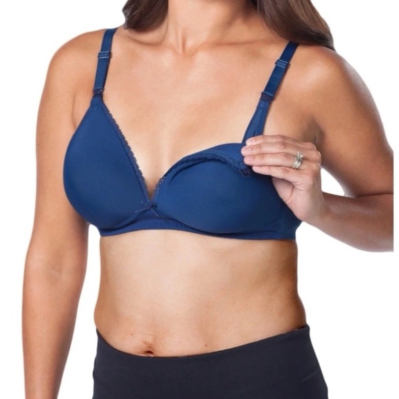 Loving Moments by Leading Lady Women's Molded Wirefree Bra, Blue, 36D - Picture 1 of 3